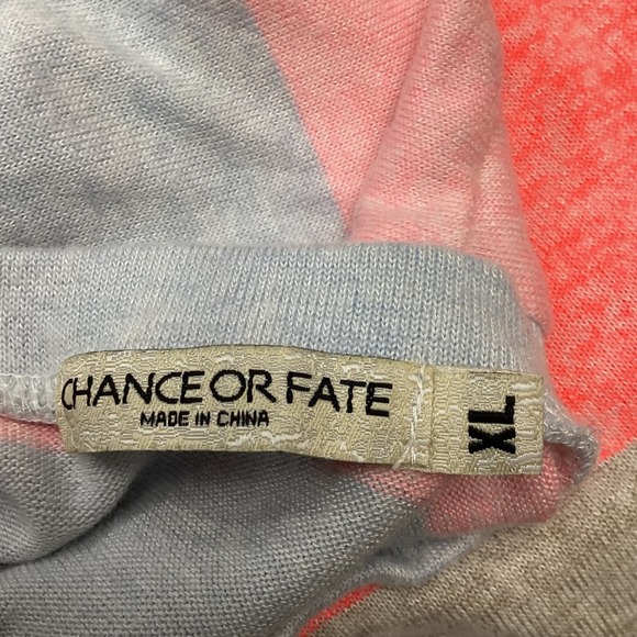 Chance Or Fate XL Top Long Sleeve Stripe Coral Pink Gray Blue Casual - Picture 3 of 8